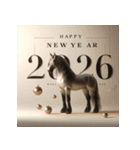 リアル 2026年 あけおめ 馬 年賀状（個別スタンプ：6）