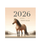 リアル 2026年 あけおめ 馬 年賀状（個別スタンプ：9）