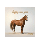 リアル 2026年 あけおめ 馬 年賀状（個別スタンプ：12）