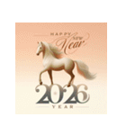 リアル 2026年 あけおめ 馬 年賀状（個別スタンプ：15）