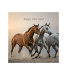 リアル 2026年 あけおめ 馬 年賀状（個別スタンプ：16）