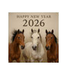 リアル 2026年 あけおめ 馬 年賀状（個別スタンプ：23）