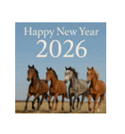 リアル 2026年 あけおめ 馬 年賀状（個別スタンプ：27）