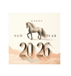 リアル 2026年 あけおめ 馬 年賀状（個別スタンプ：30）
