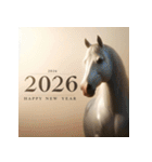 リアル 2026年 あけおめ 馬 年賀状（個別スタンプ：31）