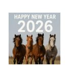 リアル 2026年 あけおめ 馬 年賀状（個別スタンプ：34）