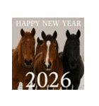 リアル 2026年 あけおめ 馬 年賀状（個別スタンプ：35）