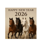 リアル 2026年 あけおめ 馬 年賀状（個別スタンプ：36）