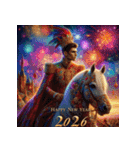 王子様 2026年 あけおめ 馬 年賀状（個別スタンプ：19）