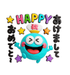 お正月♡カラフルモンスター♡NEWYEAR（個別スタンプ：1）