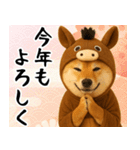 ウマの着ぐるみを着た柴犬 年末年始（個別スタンプ：13）
