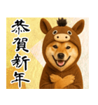 ウマの着ぐるみを着た柴犬 年末年始（個別スタンプ：18）