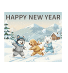 ワンコ大集合！犬好きのための年末年始挨拶（個別スタンプ：4）