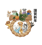 ワンコ大集合！犬好きのための年末年始挨拶（個別スタンプ：16）