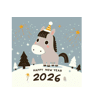 ノルディック 2026年 あけおめ 馬 年賀状（個別スタンプ：2）