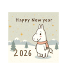 ノルディック 2026年 あけおめ 馬 年賀状（個別スタンプ：3）