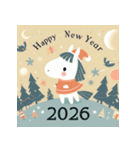 ノルディック 2026年 あけおめ 馬 年賀状（個別スタンプ：4）