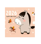 ノルディック 2026年 あけおめ 馬 年賀状（個別スタンプ：6）