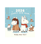 ノルディック 2026年 あけおめ 馬 年賀状（個別スタンプ：7）