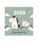 ノルディック 2026年 あけおめ 馬 年賀状（個別スタンプ：18）