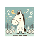 ノルディック 2026年 あけおめ 馬 年賀状（個別スタンプ：19）