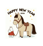 ノルディック 2026年 あけおめ 馬 年賀状（個別スタンプ：22）