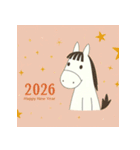 ノルディック 2026年 あけおめ 馬 年賀状（個別スタンプ：25）