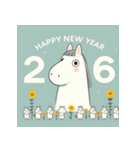 ノルディック 2026年 あけおめ 馬 年賀状（個別スタンプ：32）