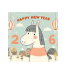 ノルディック 2026年 あけおめ 馬 年賀状（個別スタンプ：34）