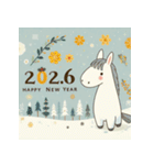 ノルディック 2026年 あけおめ 馬 年賀状（個別スタンプ：36）