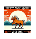 レトロゲーム 2026年 あけおめ 馬 年賀状（個別スタンプ：32）