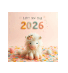 毛糸ぬいぐるみ 2026年 あけおめ 馬 年賀状（個別スタンプ：1）