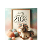 毛糸ぬいぐるみ 2026年 あけおめ 馬 年賀状（個別スタンプ：6）