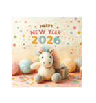 毛糸ぬいぐるみ 2026年 あけおめ 馬 年賀状（個別スタンプ：7）