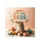 毛糸ぬいぐるみ 2026年 あけおめ 馬 年賀状（個別スタンプ：17）