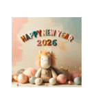 毛糸ぬいぐるみ 2026年 あけおめ 馬 年賀状（個別スタンプ：18）