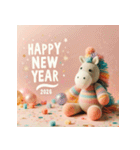 毛糸ぬいぐるみ 2026年 あけおめ 馬 年賀状（個別スタンプ：20）