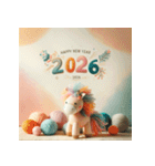 毛糸ぬいぐるみ 2026年 あけおめ 馬 年賀状（個別スタンプ：25）