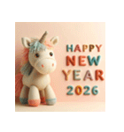 毛糸ぬいぐるみ 2026年 あけおめ 馬 年賀状（個別スタンプ：30）
