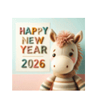 毛糸ぬいぐるみ 2026年 あけおめ 馬 年賀状（個別スタンプ：32）