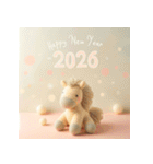 毛糸ぬいぐるみ 2026年 あけおめ 馬 年賀状（個別スタンプ：34）