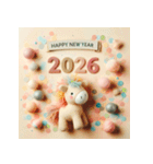 毛糸ぬいぐるみ 2026年 あけおめ 馬 年賀状（個別スタンプ：36）