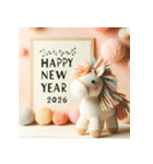 毛糸ぬいぐるみ 2026年 あけおめ 馬 年賀状（個別スタンプ：38）