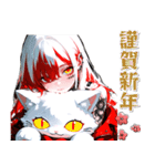 タトゥーガールと病みカワ白ネコ♡（個別スタンプ：1）