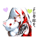 タトゥーガールと病みカワ白ネコ♡（個別スタンプ：32）