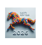 バルーンアート 2026年 あけおめ 馬 年賀状（個別スタンプ：1）