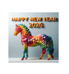 バルーンアート 2026年 あけおめ 馬 年賀状（個別スタンプ：2）