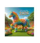 バルーンアート 2026年 あけおめ 馬 年賀状（個別スタンプ：3）