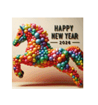 バルーンアート 2026年 あけおめ 馬 年賀状（個別スタンプ：5）