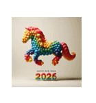 バルーンアート 2026年 あけおめ 馬 年賀状（個別スタンプ：7）